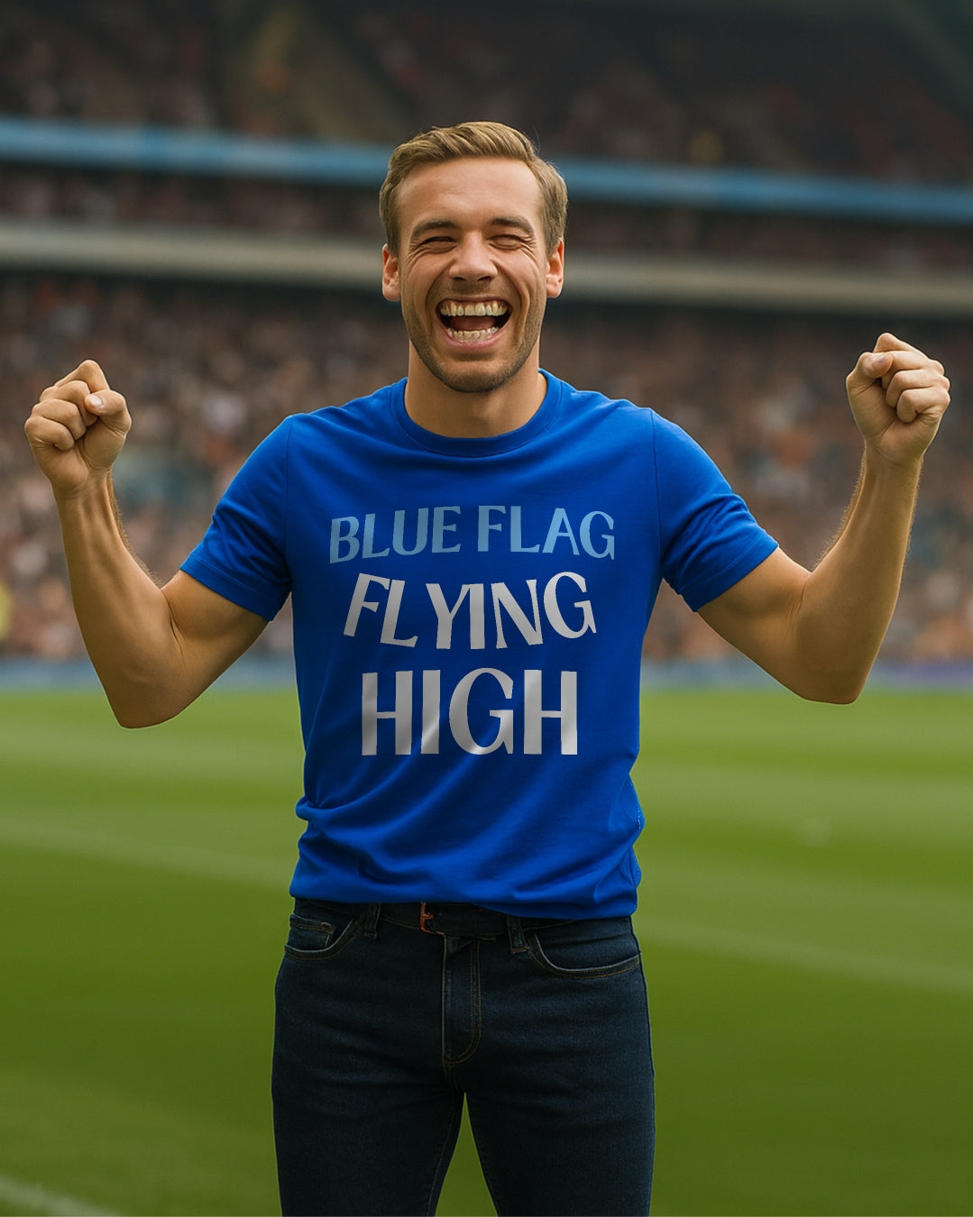 Blue Flag Flying High Fan T-Shirt