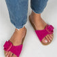 Mj- alandra kadın hakiki deri tek bant fuşya terlik / women > shoes > slippers
