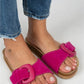 Mj- alandra kadın hakiki deri tek bant fuşya terlik / women > shoes > slippers