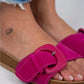 Mj- alandra kadın hakiki deri tek bant fuşya terlik / women > shoes > slippers