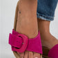Mj- alandra kadın hakiki deri tek bant fuşya terlik / women > shoes > slippers