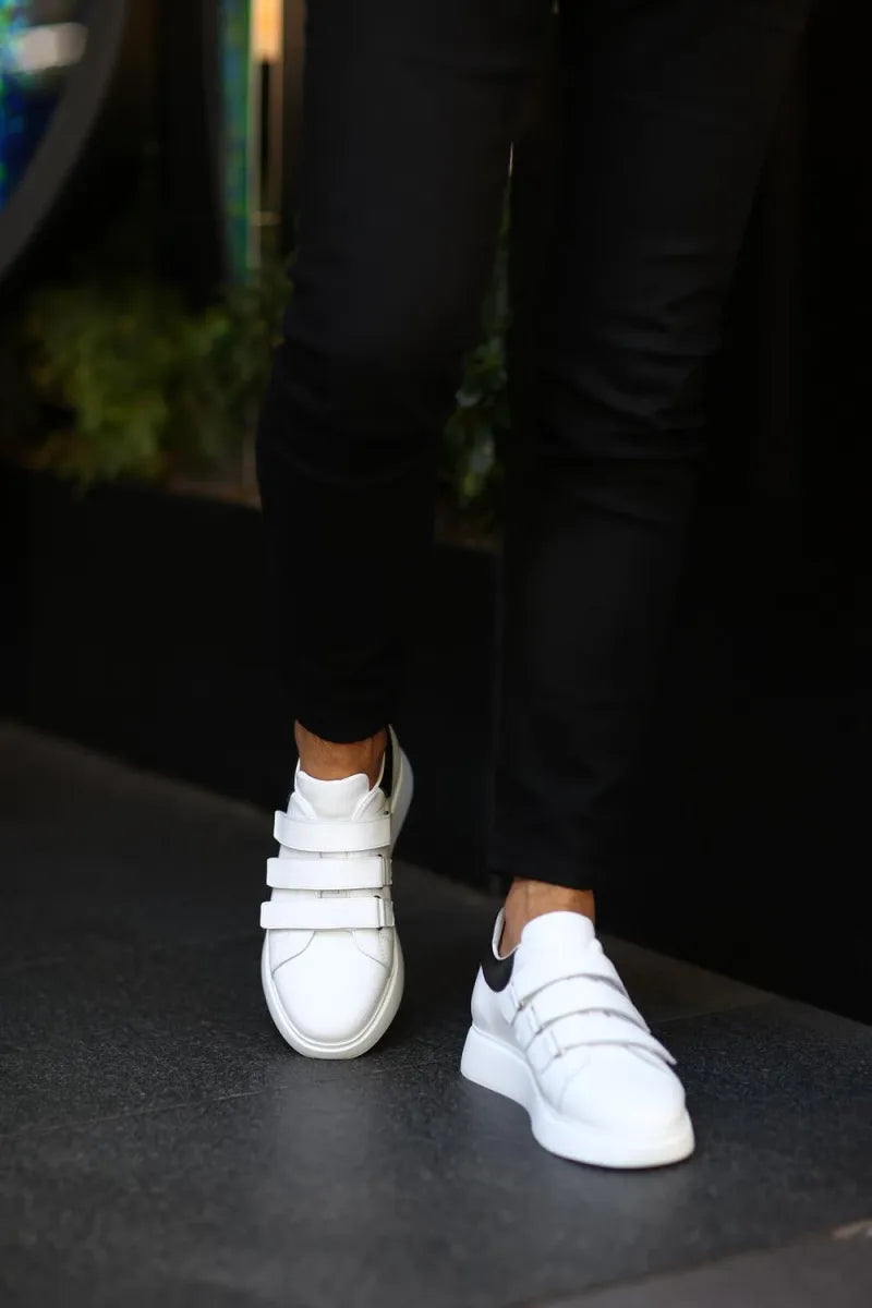 So- beyaz deri cırtlı sneakers erkek ayakkabı