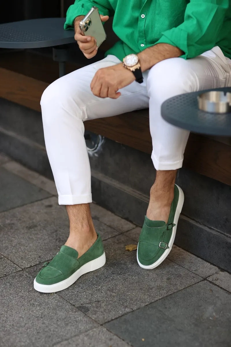 So- yeşil süet sneakers erkek ayakkabı