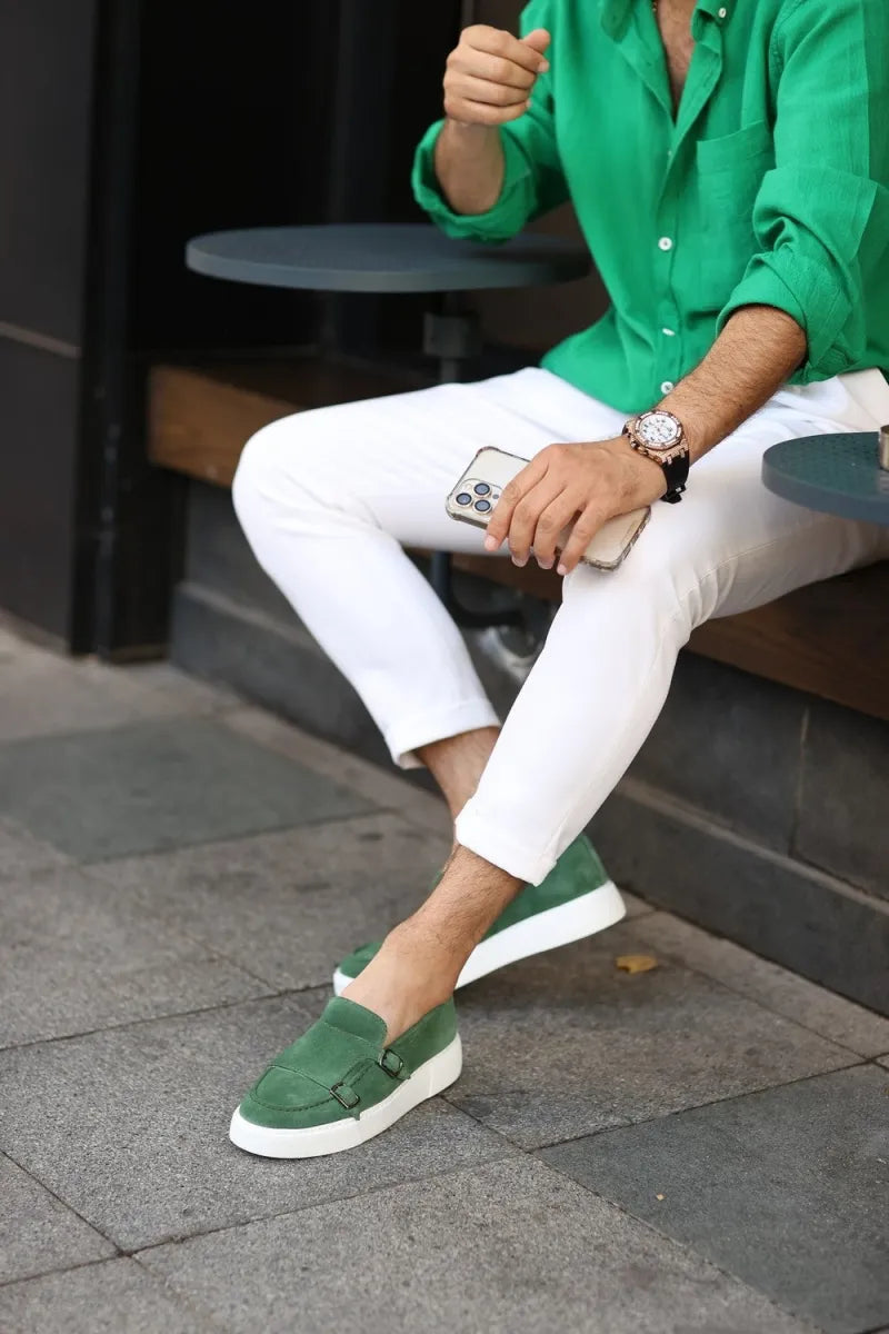 So- yeşil süet sneakers erkek ayakkabı